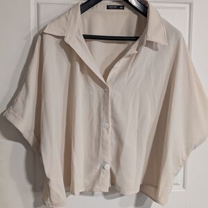 SHEIN Cream Button-Down Shirt